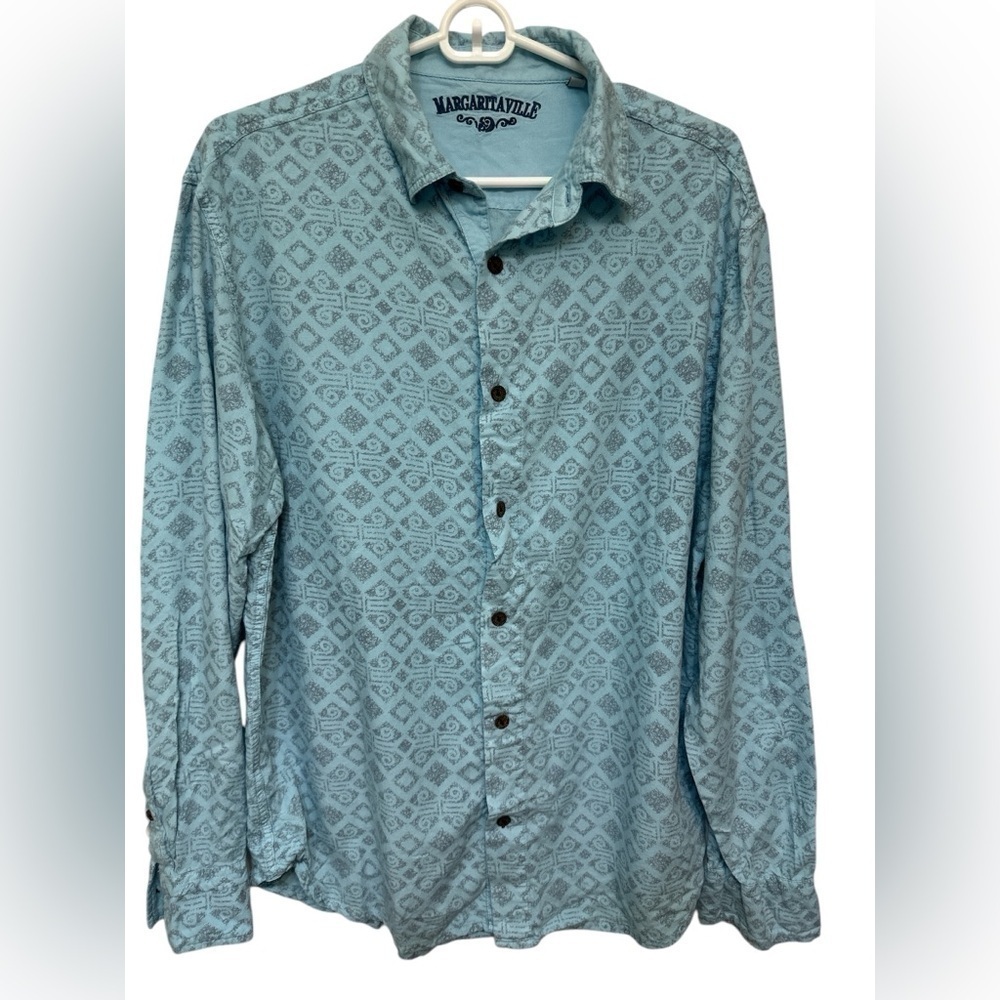 Margaritaville Blue Patterned Button Down Shirt